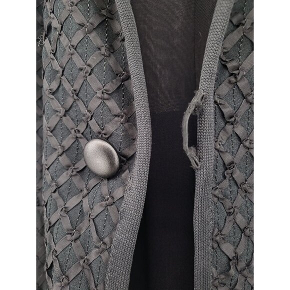 Vintage Black‎ Woven Fringed Poncho With Buttons & Arm Holes - Picture 5 of 6